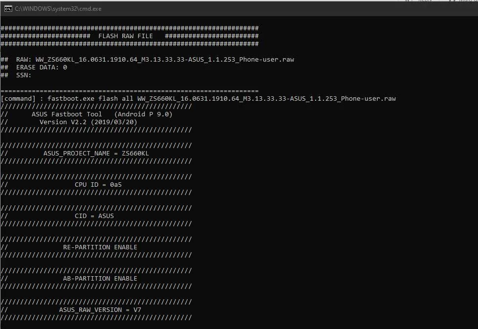 Flashing RAW Firmware File on Asus ROG Phone 2