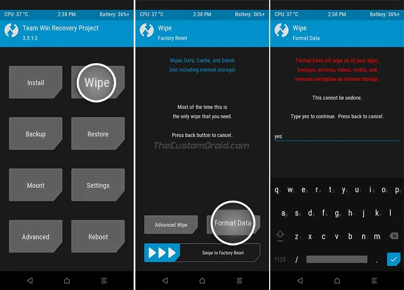 Format Data in TWRP on Samsung Galaxy Note 10 (Plus)