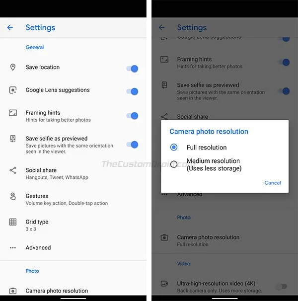 Framing Hints and Save Selfie as Previewed in Pixel 4 Google Camera 7.1 App