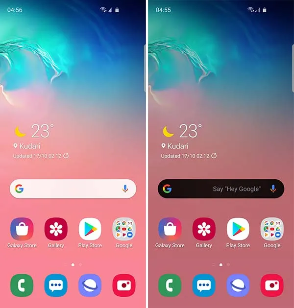 Samsung Galaxy S10 One UI 2.0 Beta - Dark Mode on Home screen