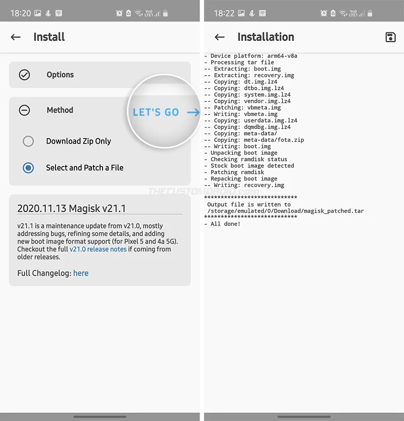 AP firmware successfully patched with Magisk