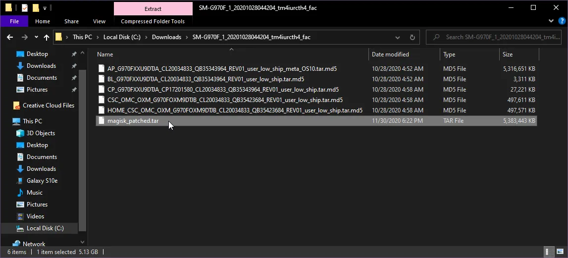 Copy patched AP firmware file to the computer