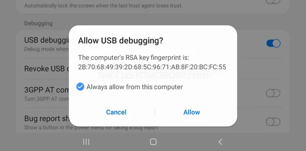Step 4: Allow USB Debugging on Galaxy Tab A7