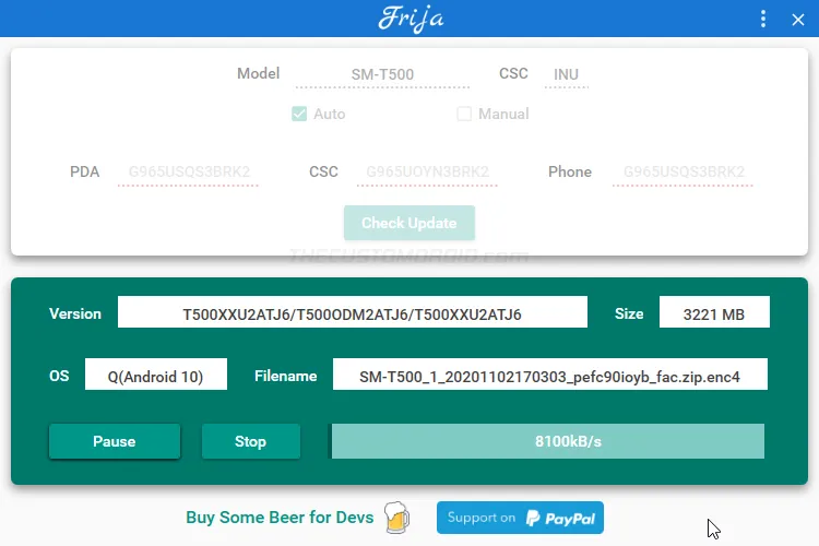 Download Galaxy Tab A7 Stock Firmware Package using Frija