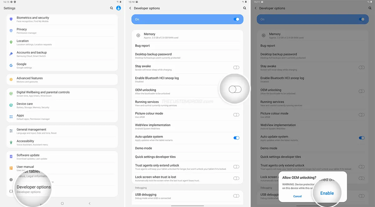 Enable OEM Unlocking on Galaxy Tab A7 10.4 (2020)