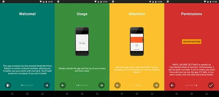 Get One-Handed Mode - XDA App Interface