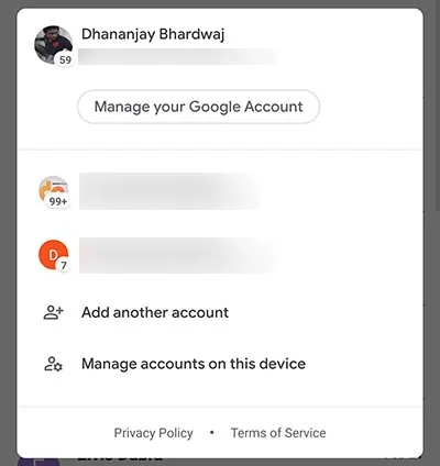 Gmail for Android Material Theme - Account Switcher