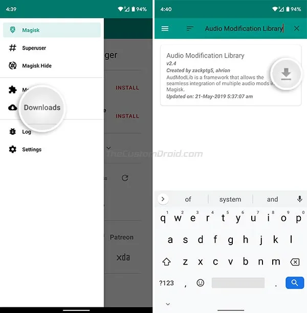 Go to Magisk Manager and Install "Audio Modification Library" Module