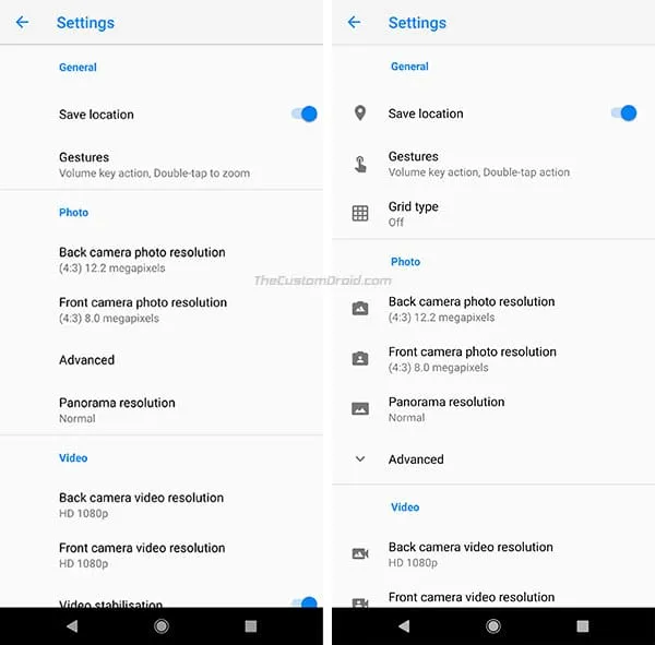 Google Camera 5.2 Update - Settings Screen Icons