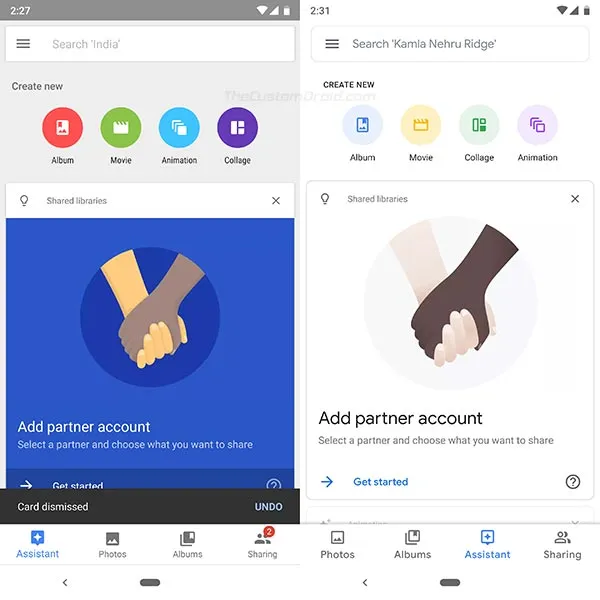 Google Photos 4.0 Assistant Screen Comparison