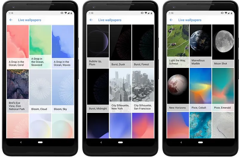 Google Pixel 3 Live Wallpapers - Screenshots