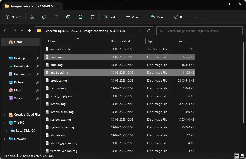 Stock boot image extracted from the Pixel factory image