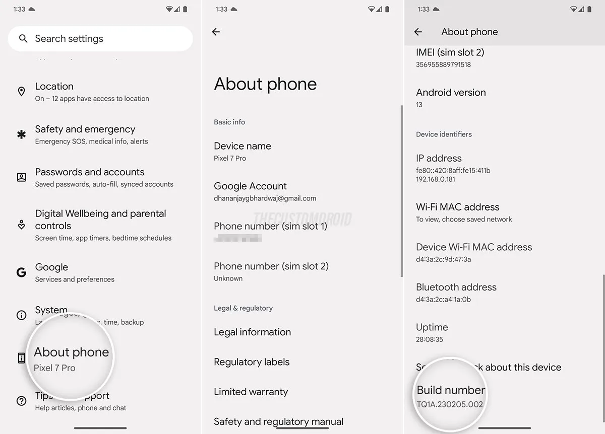 Verify the build number of the software installed on your Google Pixel