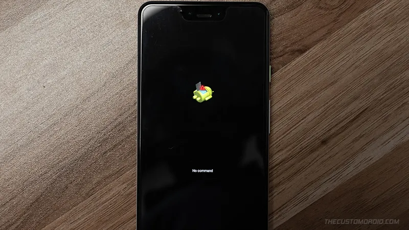 'No command' screen on Google Pixel Stock Recovery