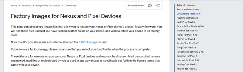 Google publishes factory images for its Pixel devices