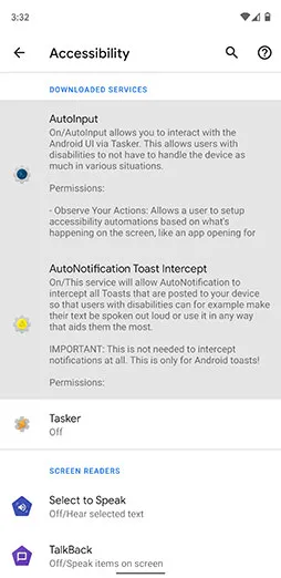 Grant Accessibility Permissions to AutoInput and AutoNotification