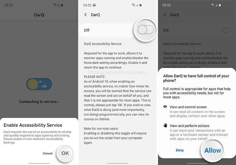 Grant Accessibility Permissions to DarQ App