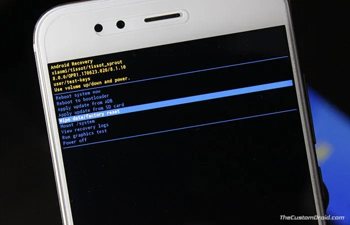 Hard Reset Xiaomi Mi A1 using Stock Recovery
