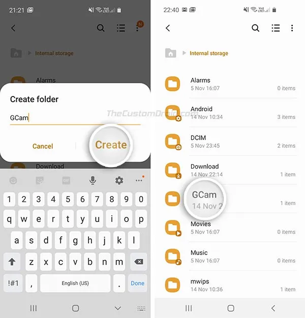 How to Import XML Config Files in GCam - Create "GCam" folder