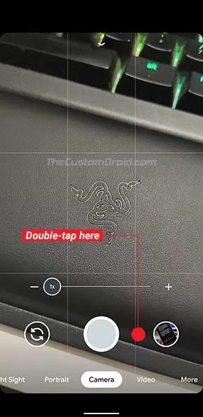 Double-tap on the area near the shutter button