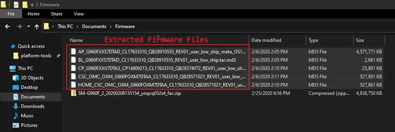 List of Extracted Android 10 Firmware Files