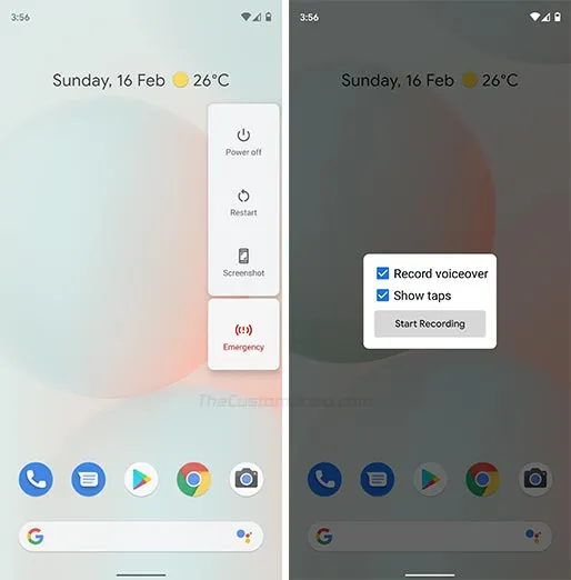 Use Android 10 Screen Recording Feature - Long-press the 'Screenshot' button