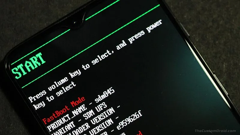 Boot your Realme device into Fastboot Mode