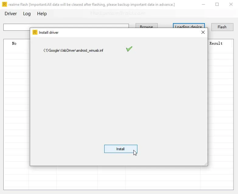 Install USB Drivers through Realme Flash Tool