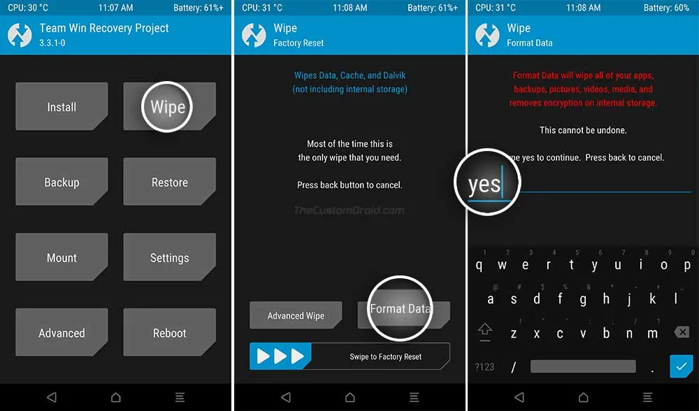 Infinix Hot 8 - Format Data Partition in TWRP
