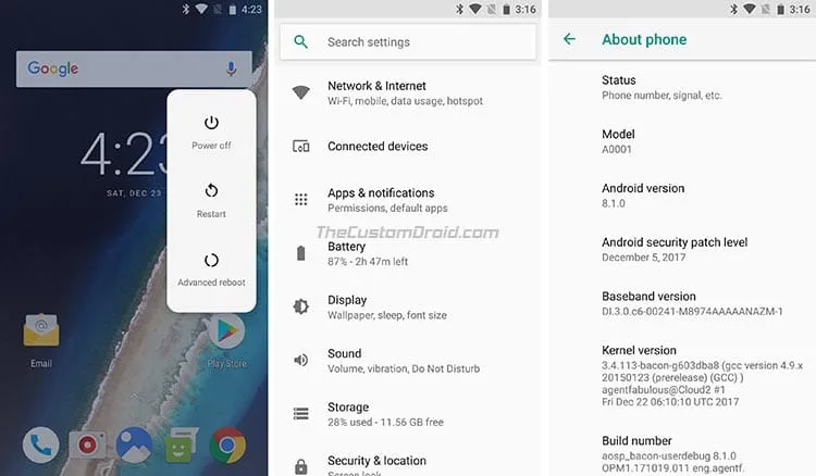 Install Android 8.1 Oreo on OnePlus One - Screenshots