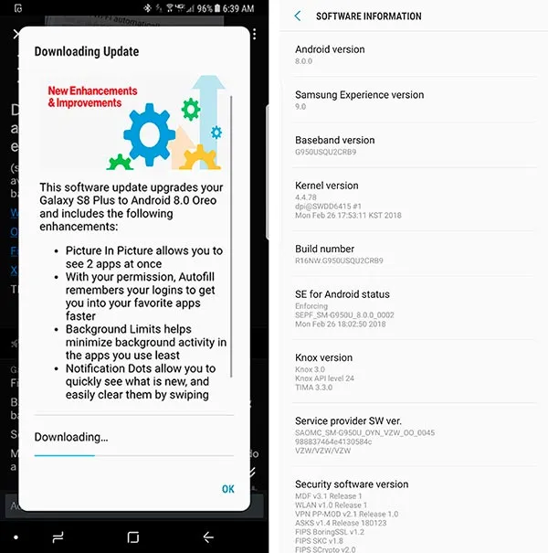 Install Android Oreo on Snapdragon Galaxy S8 and S8 Plus - Screenshots