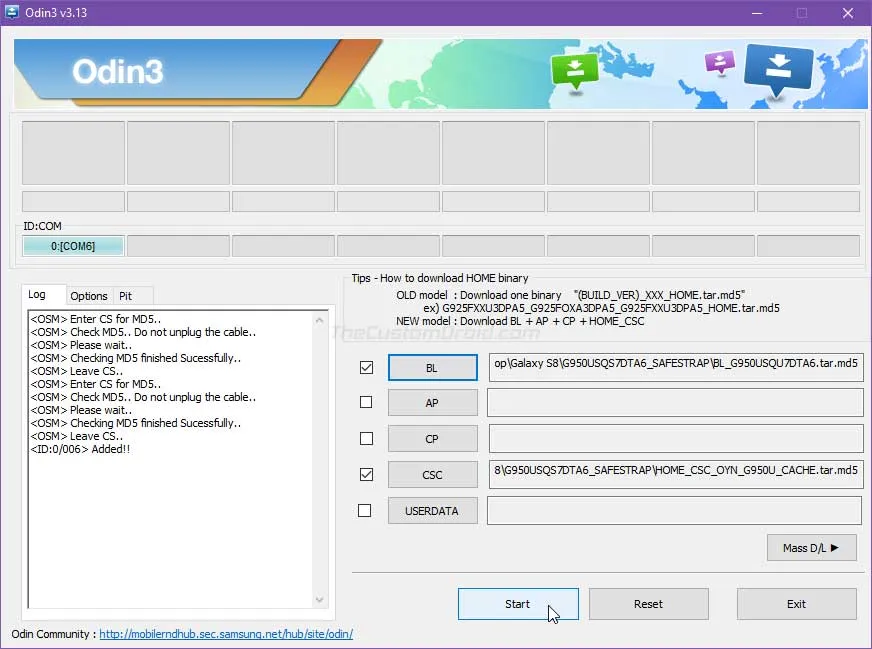 Install Android Pie BL and CSC Files on Snapdragon Galaxy S8 using Odin