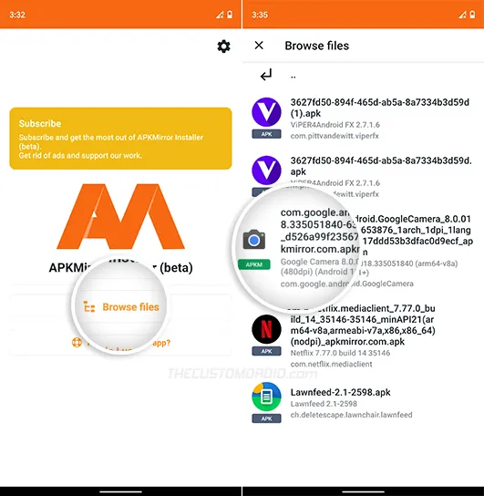 Select the Google Camera 8.0 APK for installation
