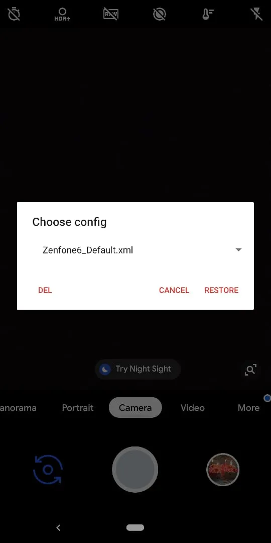 Install Google Camera Asus Zenfone 6 (2019)- Chose Config dialog box