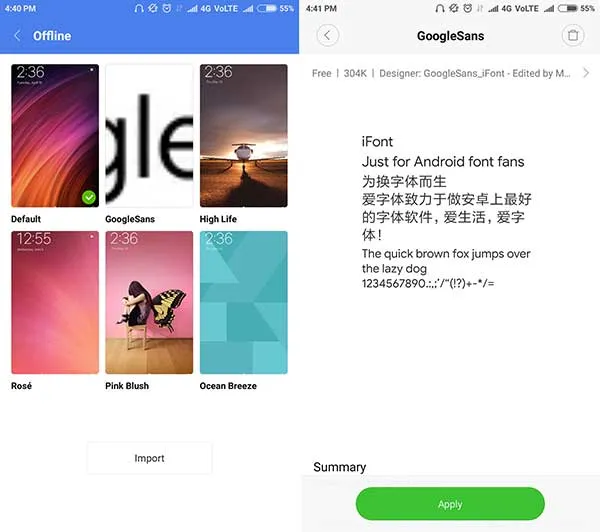 Install Google Product Sans Font - MIUI Themes App 2