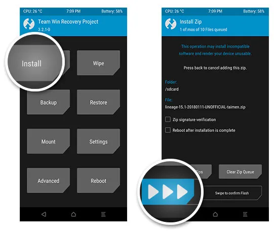 Install LineageOS 15.1 using TWRP