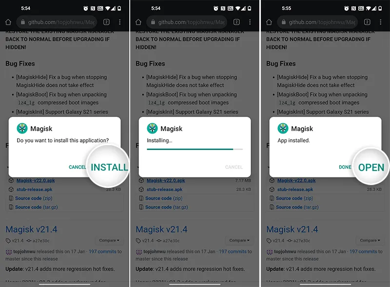 Install Magisk app APK on OnePlus 6/6T