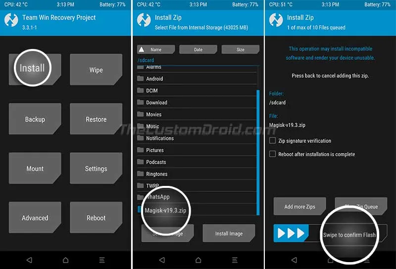Install Magisk Installer Zip using TWRP Recovery