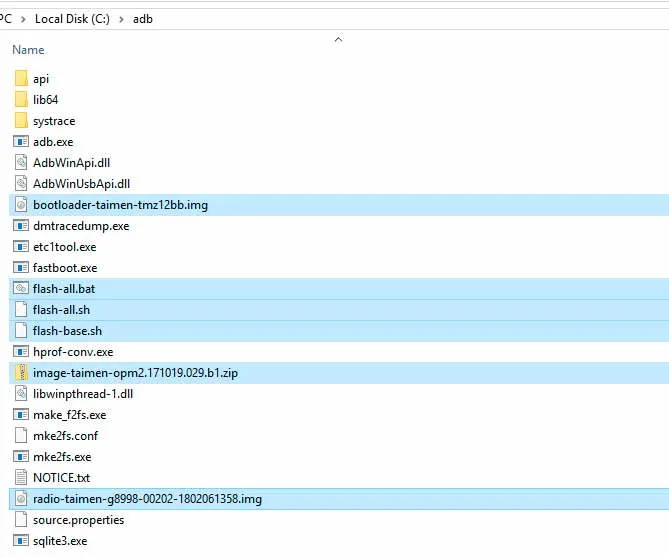 Install May 2018 Security Patch Factory Image - Files