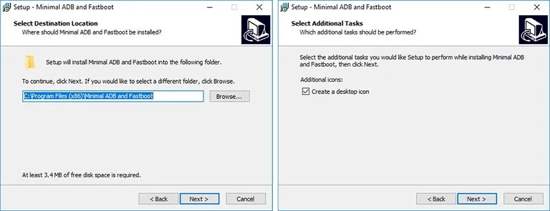 Install Minimal ADB and Fastboot Tool - Installation Location and Desktop Shortcut