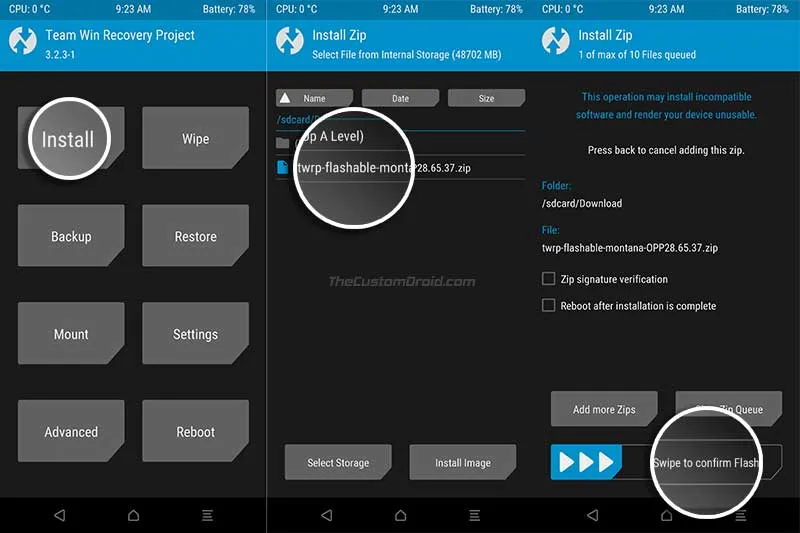 Install Moto G5S Android 8.1 Oreo Update - Install TWRP Flashable Zip