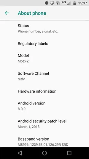 Install Moto Z Android 8.0 Oreo Update - OTA Screenshot