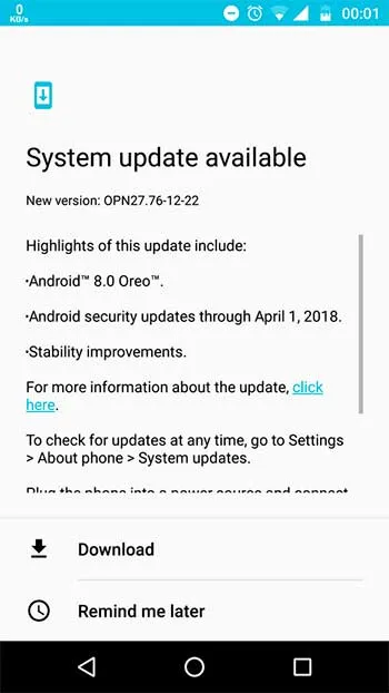 Install Moto Z Play Android 8.0 Oreo Update - OTA Screenshot