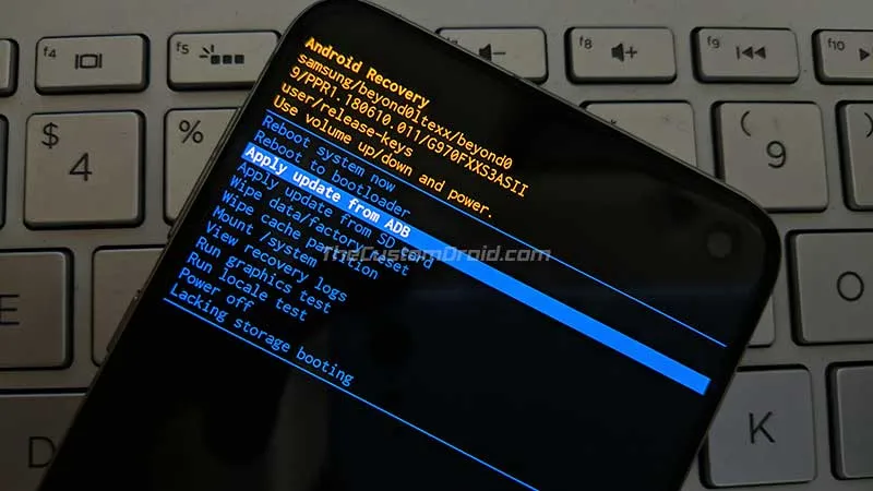 Install One UI 2.0 Beta on Samsung Galaxy S10 Devices - Select 'Apply update from ADB' in stock recovery
