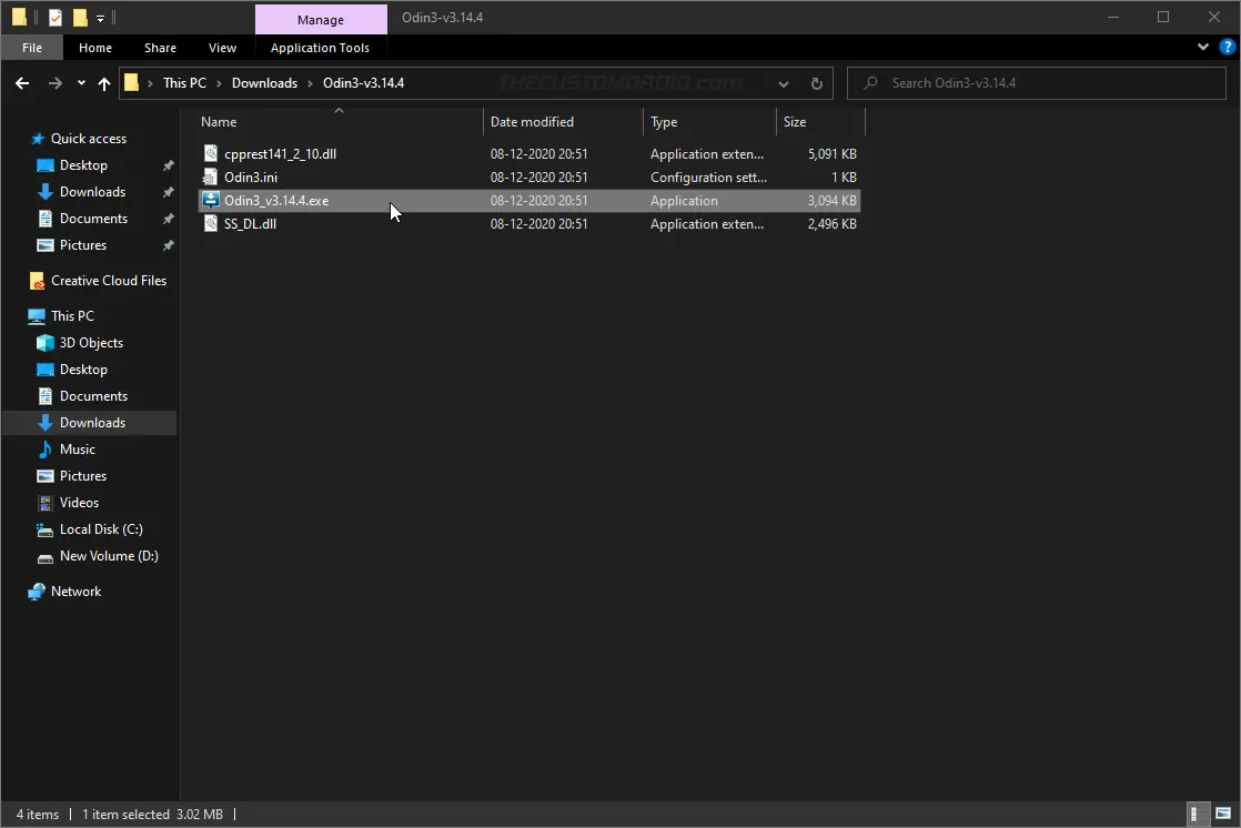 Launch Odin Flash Tool on the computer