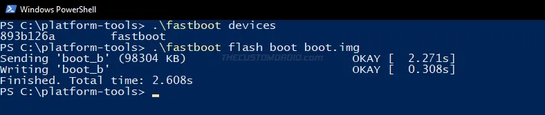 Enter fastboot command to flash boot image to your OnePlus Nord