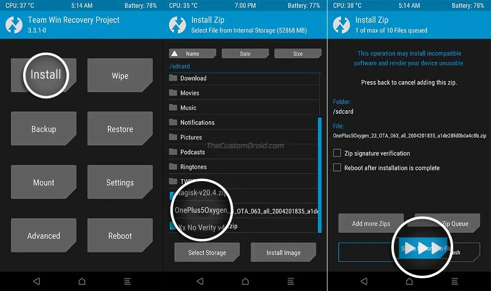 Install OxygenOS Updates on OnePlus 5/5T using TWRP Recovery