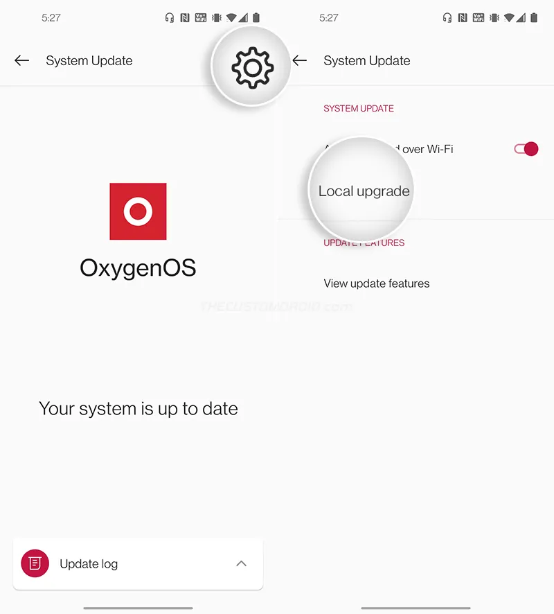 Manually Install OxygenOS on OnePlus 8T - Select 'Local Upgrade'