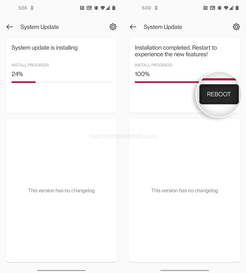 Manually Install OxygenOS on OnePlus 8T - Select "Reboot"