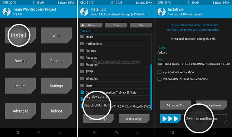 Flash Android 10 OTA on Poco F1 via TWRP Recovery